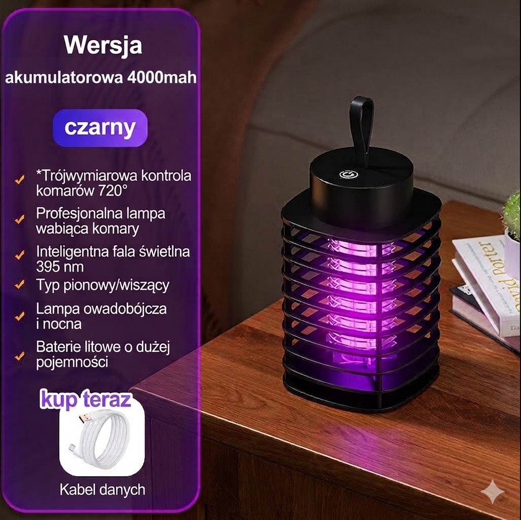 ByeBugs - Elektryczna lampa na komary USB z akumulatorem