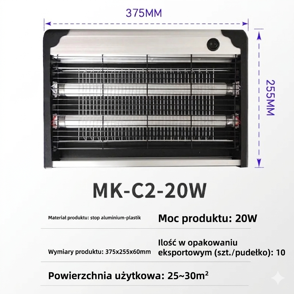ByeBugs - Ścienna lampa owadobójcza LED do zastosowań komercyjnych