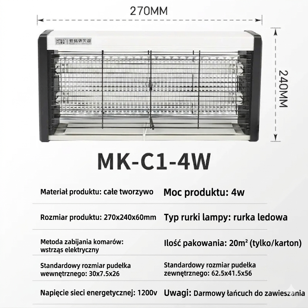 ByeBugs - Ścienna lampa owadobójcza LED do zastosowań komercyjnych